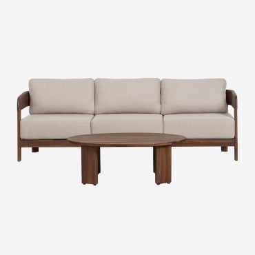 Conjunto De Jardín Con Sofá De 3 Plazas Y Mesa De Centro En Madera De Acacia Uleno Marrón Acacia Oscuro - Sklum
