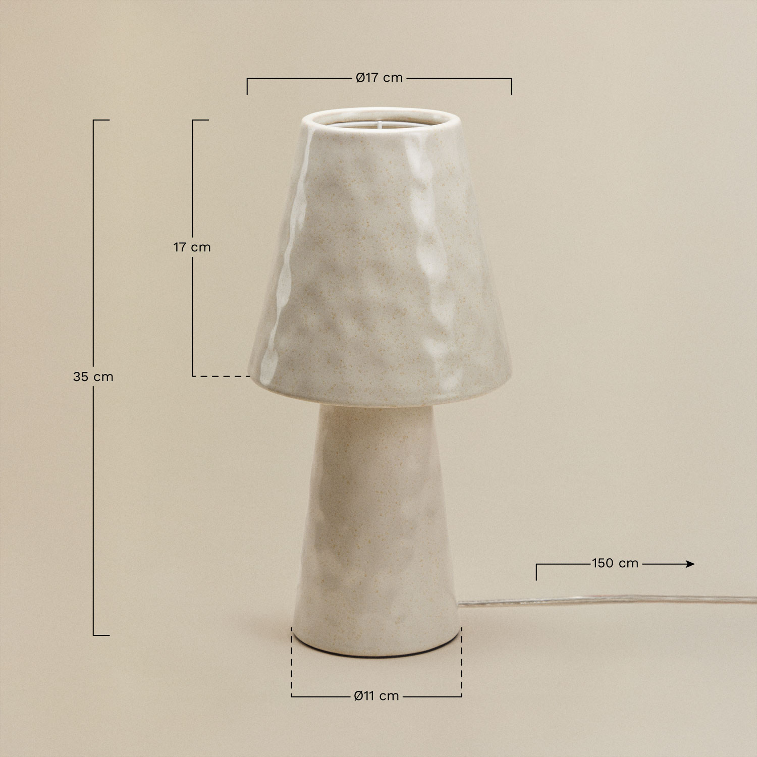 Lámpara de mesa en cerámica Portia, medidas