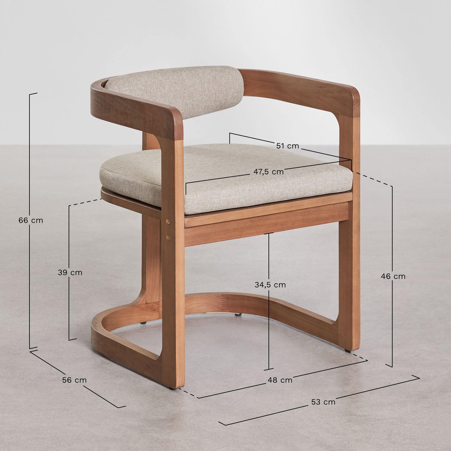 Pack de 4 sillas de comedor en madera de eucalipto Selira , medidas