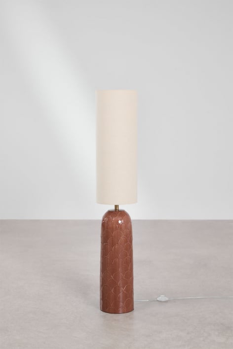 Lámpara de pie en cerámica y lino Macarena - Terracota