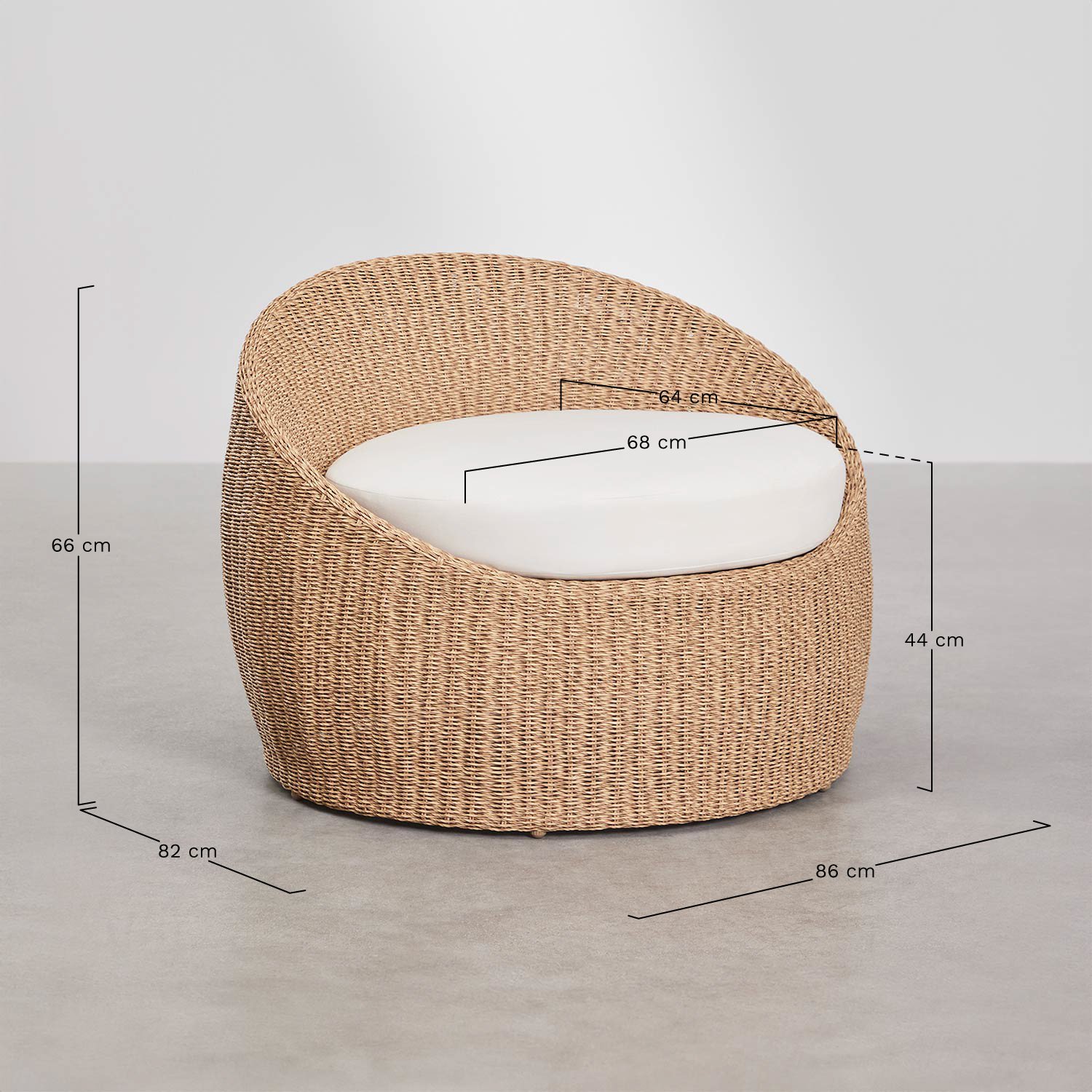 Pack de 2 sillones de jardín en ratán Clarnyx, medidas