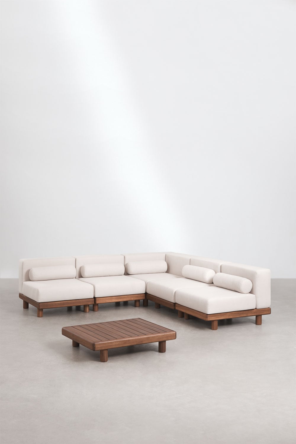 sofá modular esquinero blanco, sofá estilo escandinavo madera