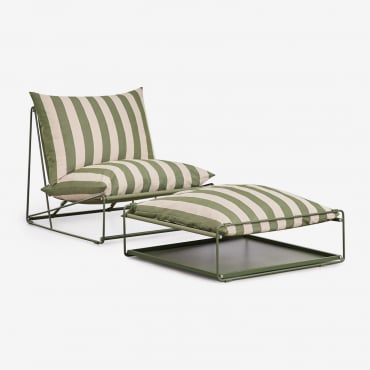Conjunto De Jardín Con Sillón Y Puff Convertible Amaro Beige Tapioca - Verde Oliva Intenso - Sklum