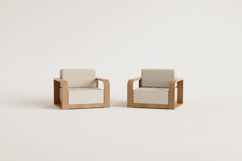 Pack de 2 sillones de jardín con reposabrazos en madera de acacia Brivori