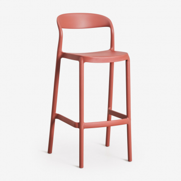 Pack De 4 Taburetes Altos De Jardín Apilables En Polipropileno Brenza Terracota & ↑75 Cm - Sklum