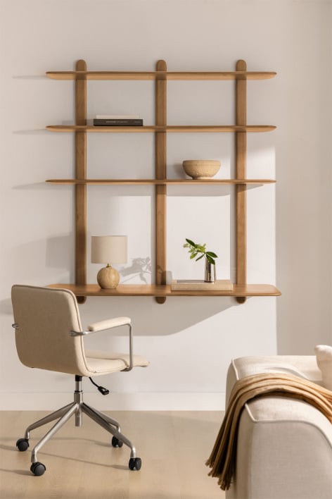 Escritorio con estantería en madera Veleta