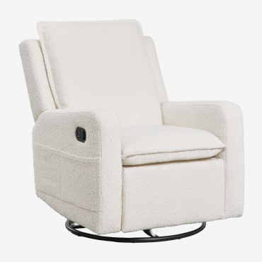 Sillón Reclinable Y Giratorio En Tela Bouclé Nolon Bouclé Blanco - Sklum