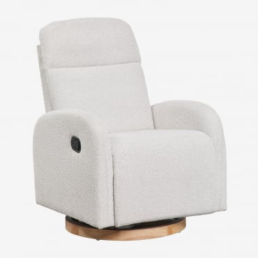 Pack De 2 Sillones Reclinables Y Giratorios En Tela Bouclé Vako Bouclé Blanco Roto - Sklum