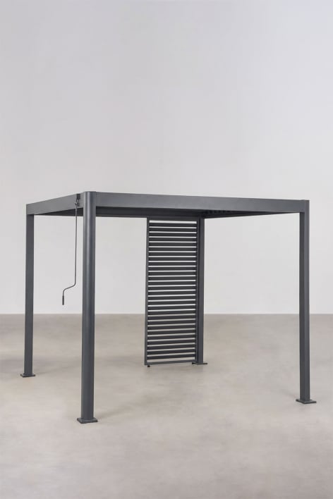 Pérgola bioclimática de aluminio con lamas y panel Druvia