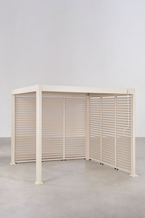 Pérgola bioclimática de lamas con paneles laterales en aluminio Druvia