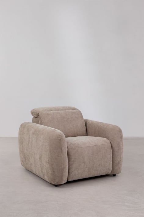 Sillón reclinable eléctrico tapizado Peggy - Chenilla Marrón Trigo