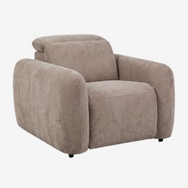 Sillón Reclinable Eléctrico Tapizado Peggy Chenilla Marrón Trigo - Sklum