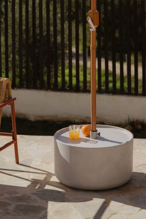 Pie de sombrilla con mesa integrada redonda Ø60 cm en cemento Darwys