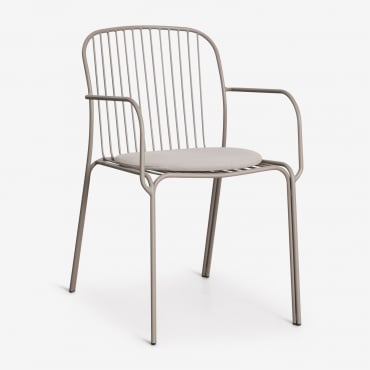 Pack De 4 Sillas De Comedor Con Reposabrazos En Acero Anerina Marrón Moka - Sklum