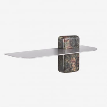 Pack De 2 Mesitas De Noche Flotantes 45x15 Cm En Acero Inoxidable Serbian Mármol Verde Forest - Sklum