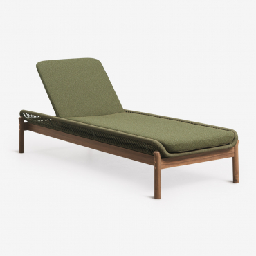 Pack De 2 Tumbonas Reclinables En Madera De Acacia Y Cuerda Trenzada Karvia Marrón Acacia & Bouclé Verde Salvia - Sklum