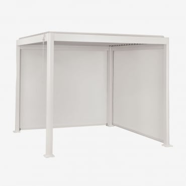 Pérgola Bioclimática De Aluminio Con Lamas Y Toldos Laterales Druvia Blanco Gardenia & 3x3 M - Sklum