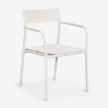 Pack De 4 Sillas De Comedor Apilables Con Reposabrazos En Acero Tossa Blanco Gardenia - Sklum