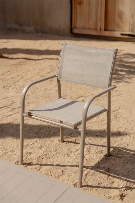 Silla de jardín apilable con reposabrazos en aluminio Olenia