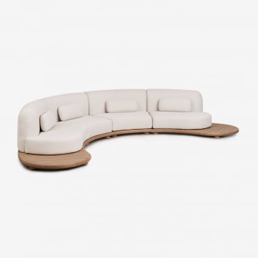 Sofá Modular Curvo De Jardín De 4 Piezas En Madera De Acacia Gerard Marrón Acacia Claro - Sklum