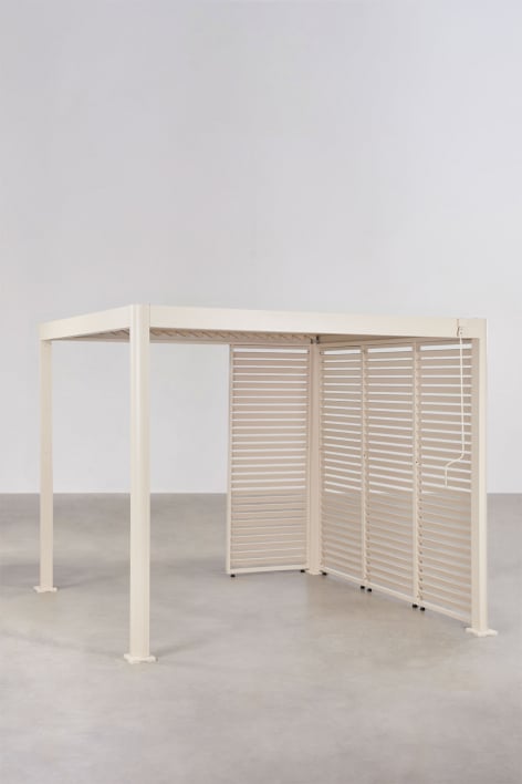 Pérgola bioclimática de aluminio con lamas y paneles Druvia