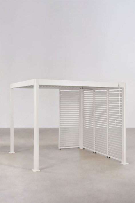 Pérgola bioclimática de aluminio con lamas y paneles Druvia