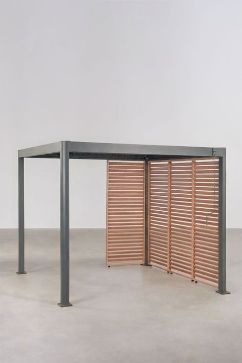 Pérgola bioclimática de aluminio con lamas y paneles Druvia