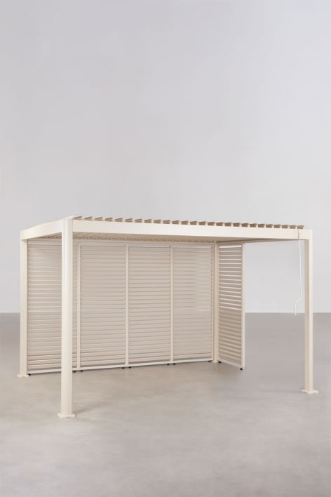 Pérgola bioclimática de aluminio con lamas y paneles Druvia