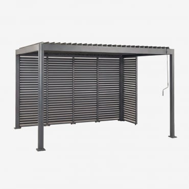 Pérgola Bioclimática De Aluminio Con Lamas Y Paneles Druvia Gris Grafito & Pérgola De 3x4 M Con 4 Paneles De 92,5 Cm Y 1 Panel De 90,5 Cm - Sklum