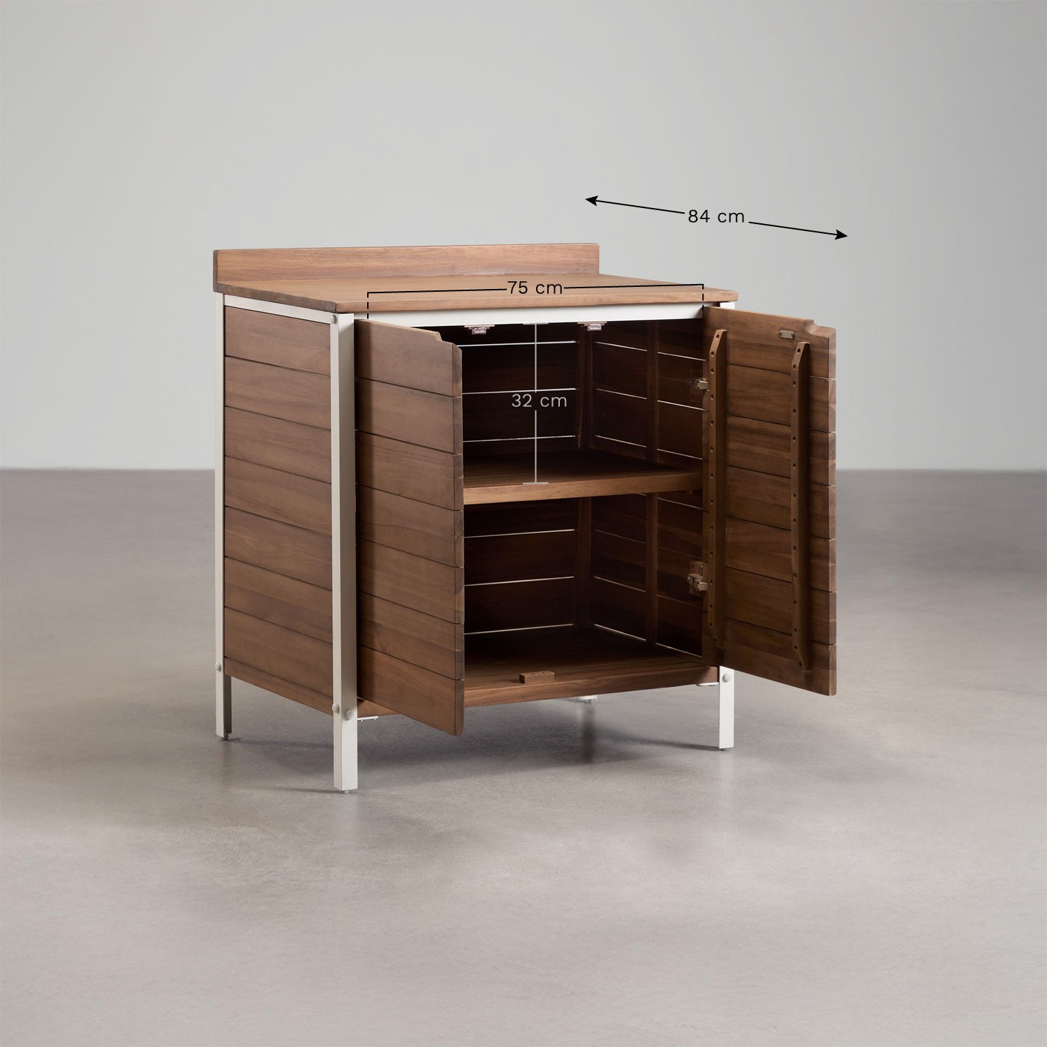 Módulo de almacenaje para cocina modular de exterior en madera de acacia y aluminio Reggie, medidas