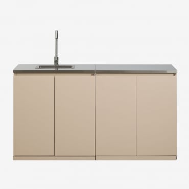Cocina Modular De Exterior De 2 Piezas Con Fregadero Y Almacenaje En Acero Rivana Beige Tapioca & Gris Cepillado Rintran - Sklum