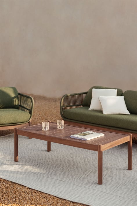 Mesa de centro para jardín rectangular 120x60 cm en madera de acacia Karvia