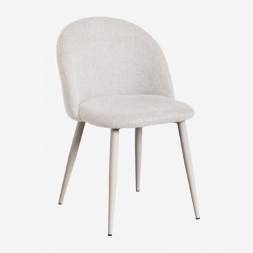 Pack De 4 Sillas De Comedor Kana Deluxe Gris Topo Claro & Tela Blanco Roto - Sklum