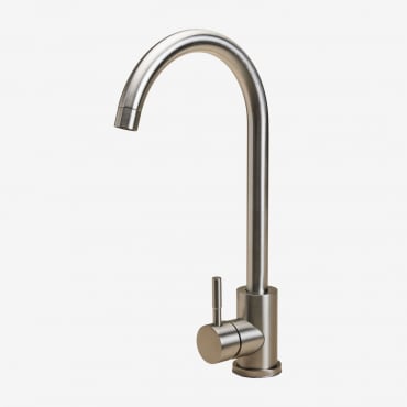 Grifo De Cocina Con Caño Alto En Acero Inoxidable Rintran Gris Cepillado - Sklum