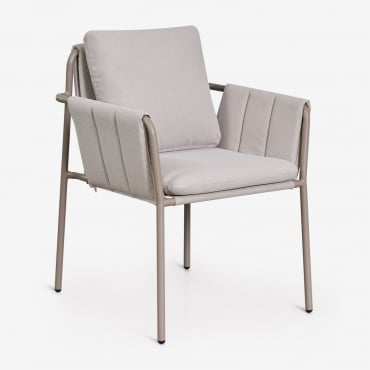 Silla De Jardín Con Reposabrazos Tapizada Y En Acero Zunika Marrón Moka - Sklum
