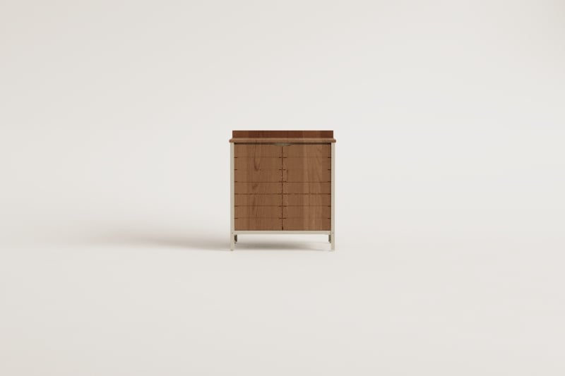 Módulo de almacenaje para cocina modular de exterior en madera de acacia y aluminio Reggie