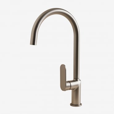 Grifo De Cocina De Exterior Con Caño Alto En Latón Alameda Gris Cepillado - Sklum