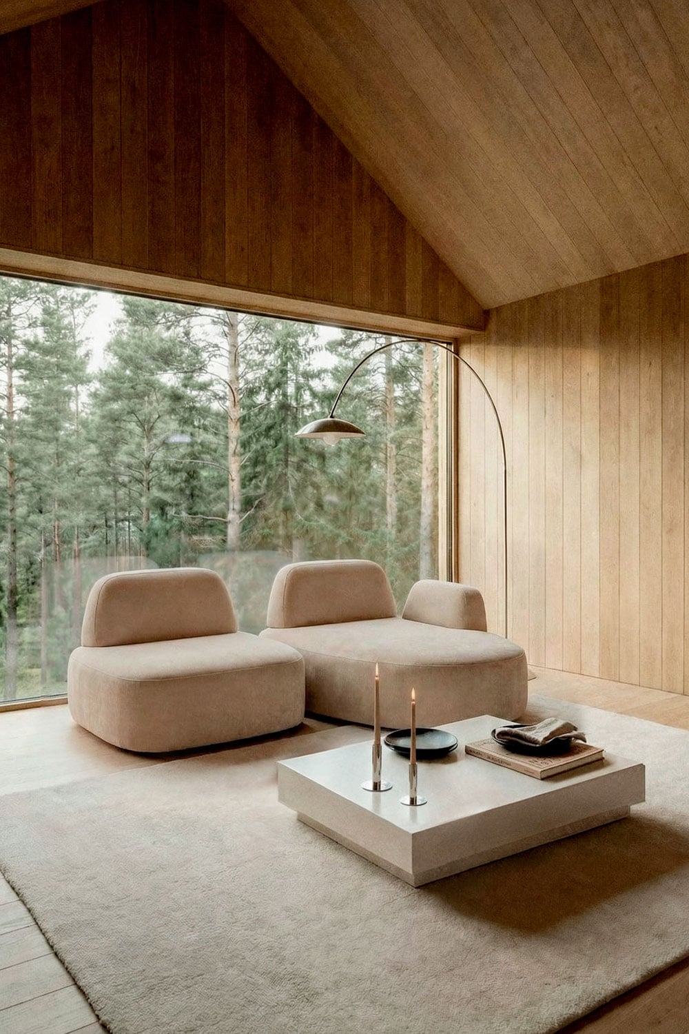 Sofá modular Giorgia chaise longue tapizado beige