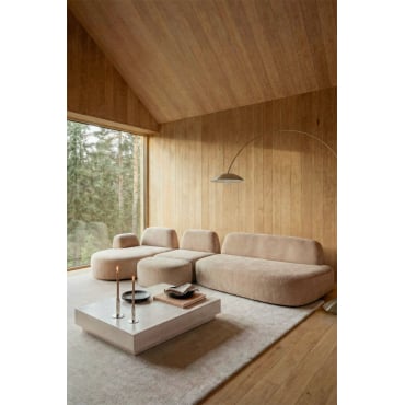 Sofá Modular Chaise Longue Izquierdo De 3 Piezas Con Módulo Esquinero Y Puff Tapizado Giorgia Chenilla Marrón Arena Claro - Sklum