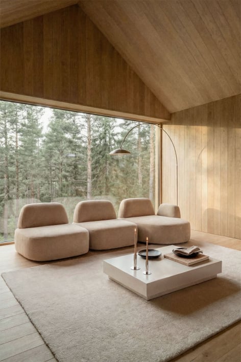 Sofá modular chaise longue derecho de 3 piezas tapizado Giorgia