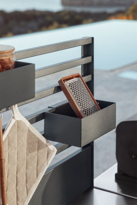 Cesta de almacenaje para cocina modular de exterior en acero Savona