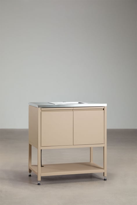 Módulo de almacenamiento con fregadero para cocina modular de exterior en acero Savona