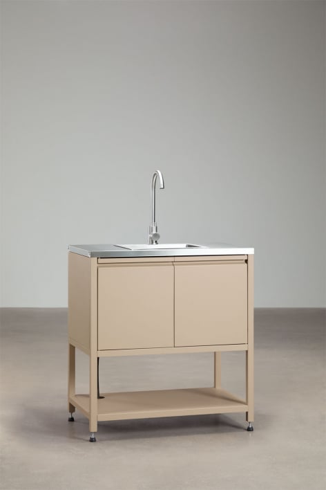 Módulo de almacenamiento con fregadero para cocina modular de exterior en acero Savona
