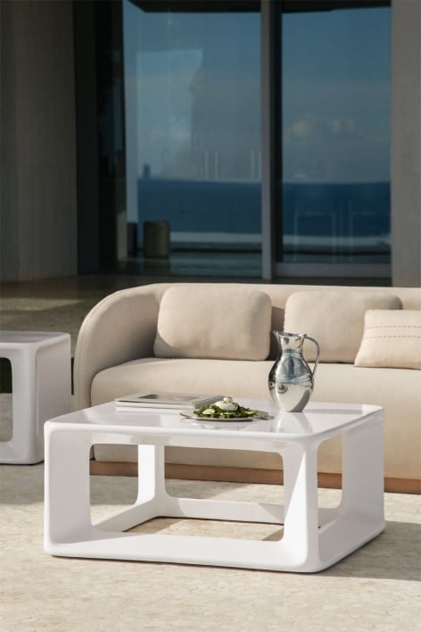Mesa de centro para jardín cuadrada 80x80 cm en cemento y fibra de vidrio Lilou