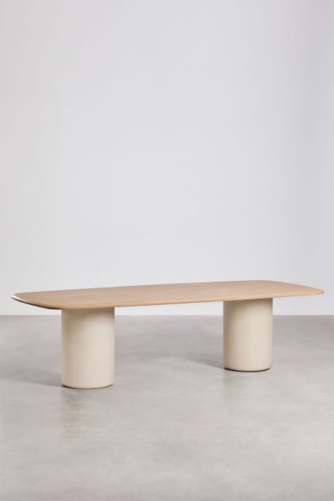 Mesa de jardín rectangular 270x110 cm en madera de acacia Leighton - Marrón Acacia Claro