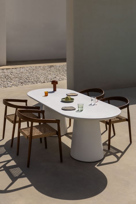 Mesa de jardín ovalada 220x95 cm en cemento Noemi