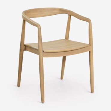 Silla De Jardín Con Reposabrazos En Madera De Teca Rokan Madera De Teca Clara - Sklum