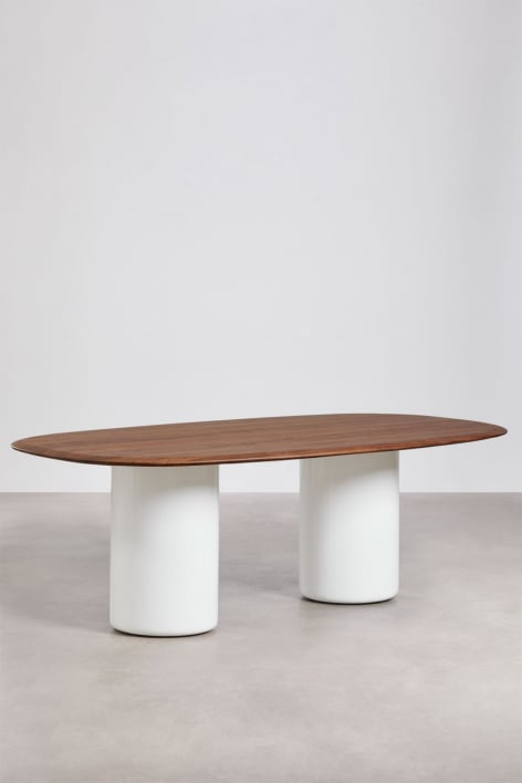 Mesa de comedor ovalada en MDF y cemento Lysander