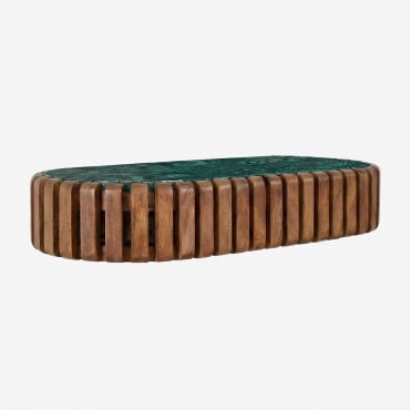 Consola Recibidor De Pared 90x40 Cm En Madera De Mango Y Piedra Natural Bytum Mármol Verde Udaipur - Sklum