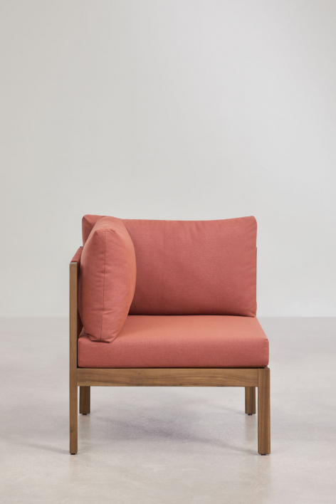 Módulo esquinero para sofá modular en madera de acacia Branson - Terracota